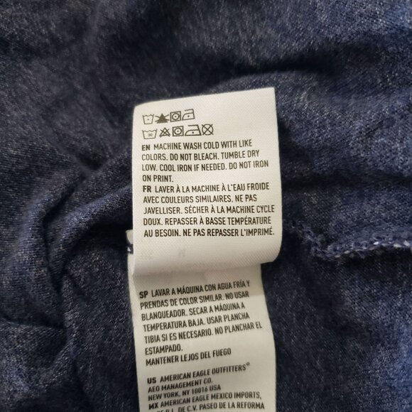 American Eagle Mens Super Soft Standard Fit Long Sleeve Shirt Blue Size M Cotton - Picture 6 of 6